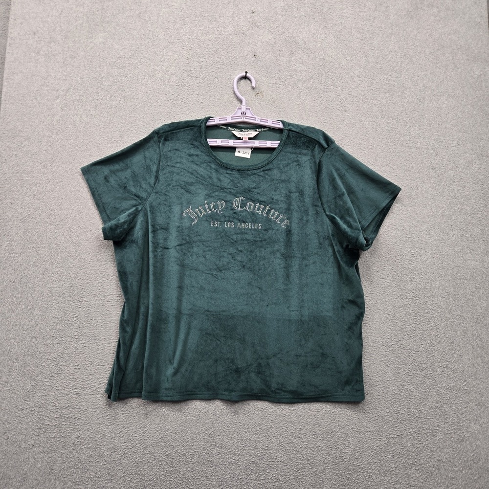 Juicy Couture Women Sleepwear 2X Green 9599-47 Rhinestone Logo Short Sleeve